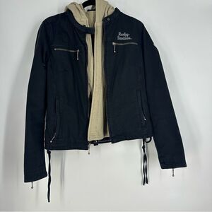 HARLEY DAVIDSON Women’s 2-n-1 Jacket with Removable Vest Sz M Vintage Y2K